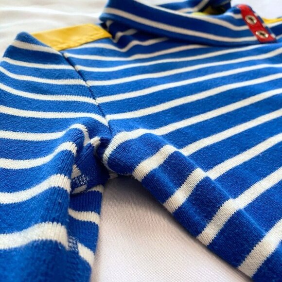 JC DE CASTELBAJAC LONG SLEEVE BLUE WHITE STRIPED TOP WITH YELLOW PATCH - XS - Picture 8 of 11